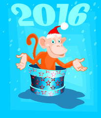 A vector illustration of year of monkey in blue tones