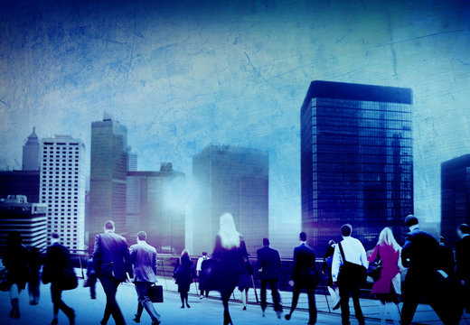 Business People Commuter Rush Hour Walking Concept