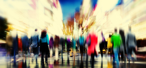 Fototapeta na wymiar Business People Rush Hour Walking Commuting City Concept