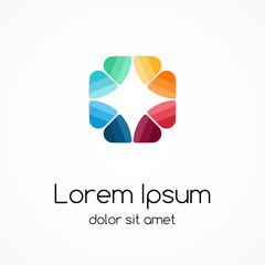 Logo with flower. Abstract circle creative sign.