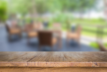 Wood table at restaurant