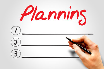 PLANNING blank list, business concept