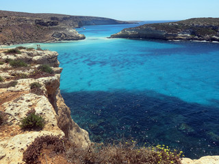 sea of the LAMPEDUSA island in Italy