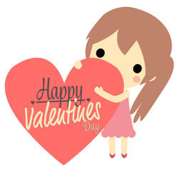 cute girl and big heart