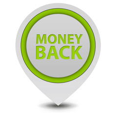 Money back pointer icon on white background
