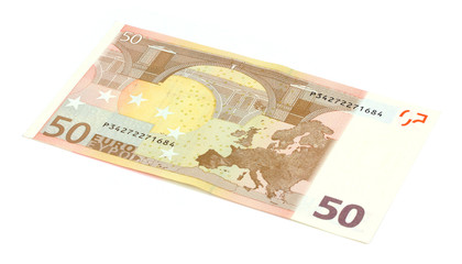 50 euro banknote  isolated on white.