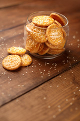 Cheese Biscuits on wooden background