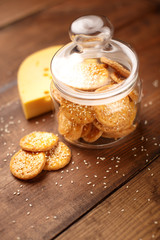 Cheese Biscuits on wooden background
