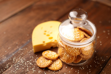 Cheese Biscuits on wooden background