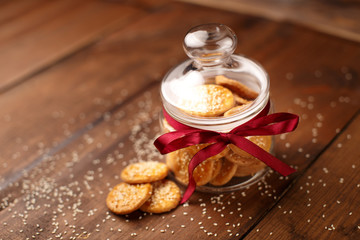 Cheese Biscuits on wooden background