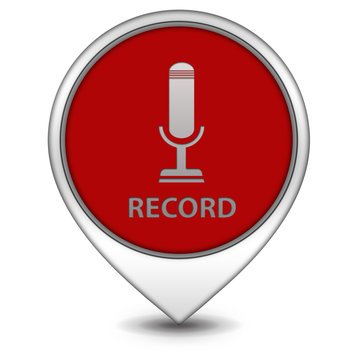 Microphone pointer icon on white background