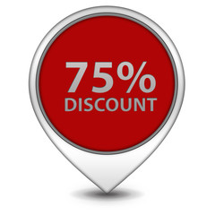 Discount 75 pointer icon on white background