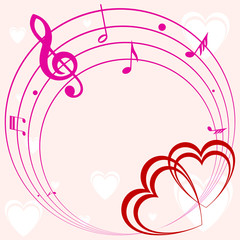 background with heart and music