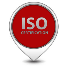 Iso certification pointer icon on white background