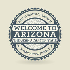 Grunge rubber stamp with text Welcome to Arizona, USA
