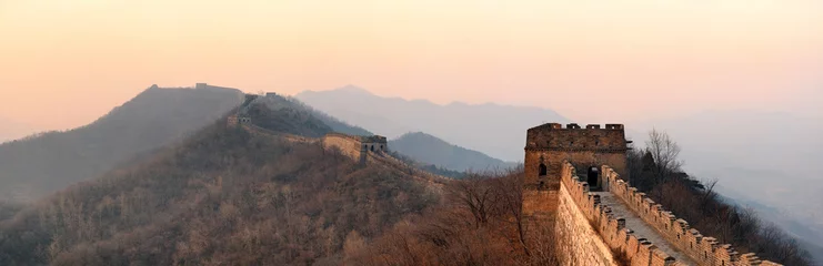 Tableaux ronds sur aluminium Mur chinois Matin de la Grande Muraille