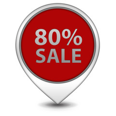 Sale eighty percent pointer icon on white background