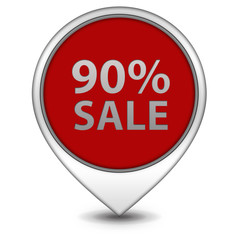 Sale ninety percent pointer icon on white background