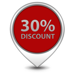 Discount thirty percent pointer icon on white background