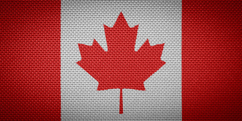 Canadian fabric flags in the background
