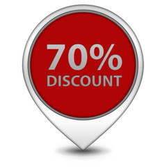Discount seventy percent pointer icon on white background