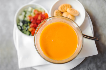 Directly above shot of  pumpkin soup