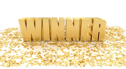 Winner with stars on white background - High quality 3D Render