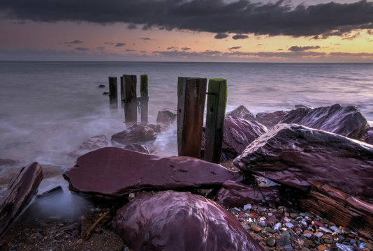Winter sunset on the beach