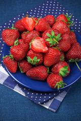 Strawberries in blue plate