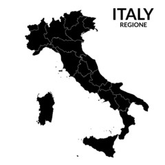 Regions map of Italy. Mappa delle regioni Italia