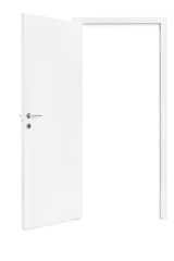 Studio shot of an opened modern white door