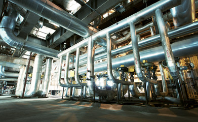 Industrial zone, Steel pipelines, valves and cables