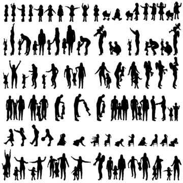Vector silhouettes of family.