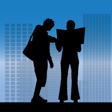 Vector silhouette of a business people.