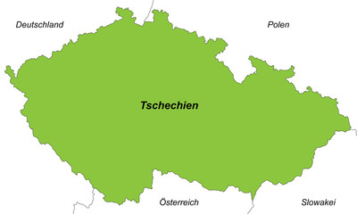 Tschechien in grün (beschriftet)