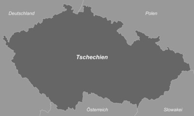 Fototapeta premium Tschechien in Graustufen (beschriftet)