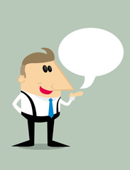 Cartoon businessman with speech bubble