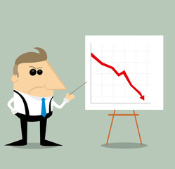 Angry Cartoon businessman with presentation graph