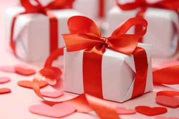 gifts with red ribbons