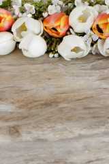 Tulpen auf Holzhintergrund