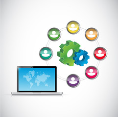 business people and technology diagram