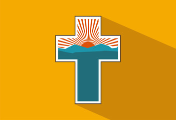 Cross religion icon logo vector