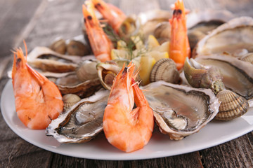 fresh oyster and shrimp