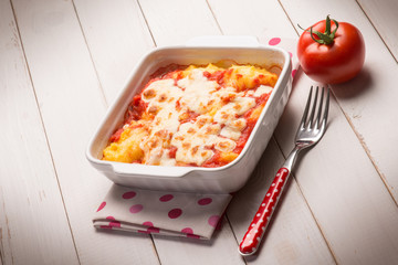 baked polenta with tomato sauce and mozzarella