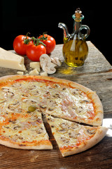 Pizza with Ham and Mushrooms