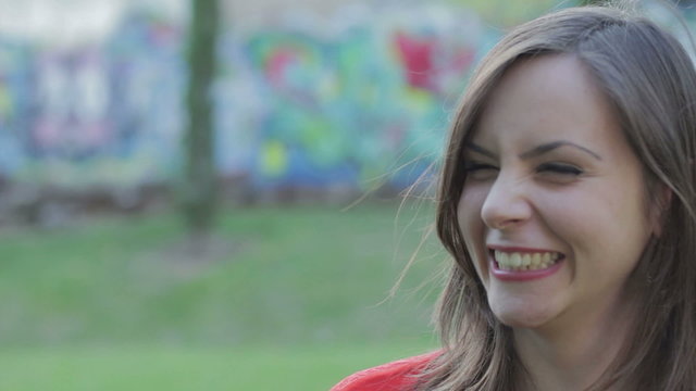 portrait of beautiful woman is laughing - smiling - wellness - happyness