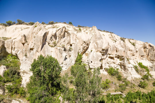 Canyon walls with man-made caves in the National Park of Goreme