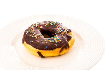 closeup donut on white background