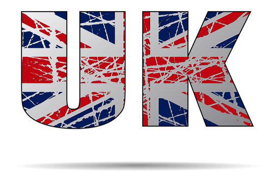 Letters UK with Flag Background