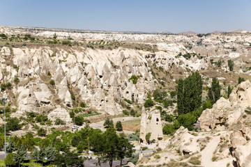Fototapeta na wymiar Mountain valley in Goreme National Park with man-made caves